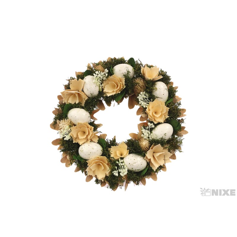 VĚNEC ZDOBENÝ 28cm*KRÉMOVÁ