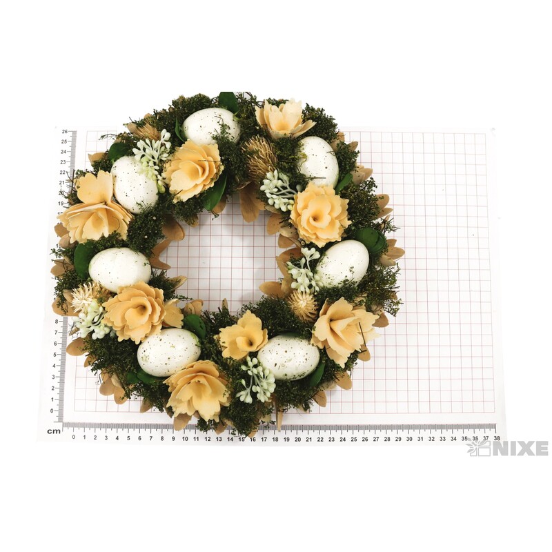 VĚNEC ZDOBENÝ 28cm*KRÉMOVÁ