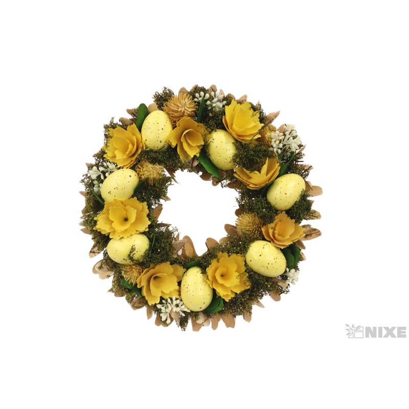 VĚNEC ZDOBENÝ 28cm*ŽLUTÁ