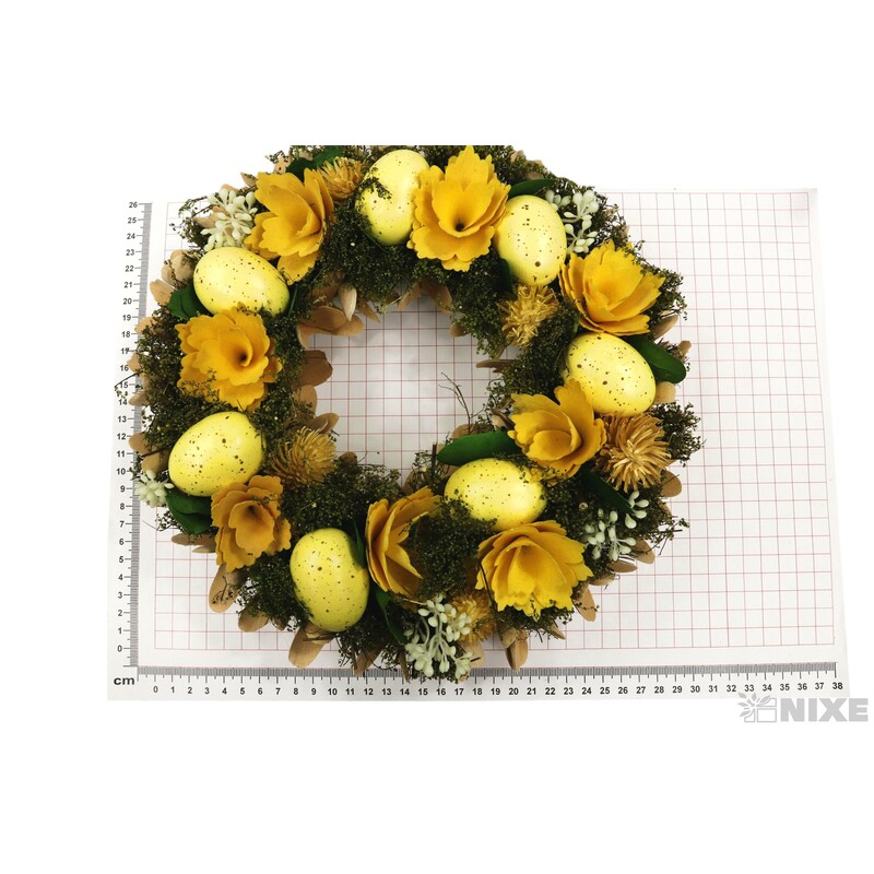 VĚNEC ZDOBENÝ 28cm*ŽLUTÁ