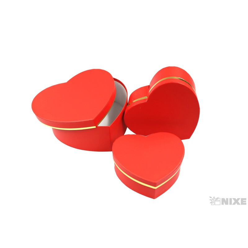 SRDCE BOX 3ks 21x22x9cm 18x17x7,5 15x14x5,5*ČERVENÁ