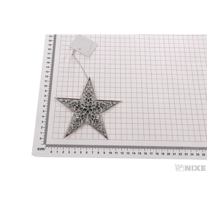 ZÁVĚS HVĚZDA 12cm*STŘÍBRNÁ