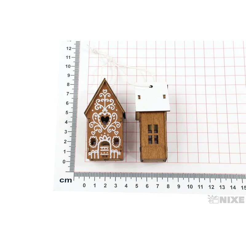 ZÁVĚS DOMEČEK 4x8cm 3ks*HNĚDÁ