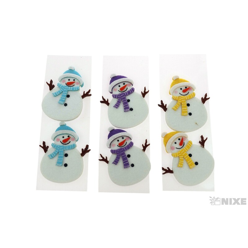 SNĚHULÁK FILC NALEP 2ks 8x6cm*MIX BAREV