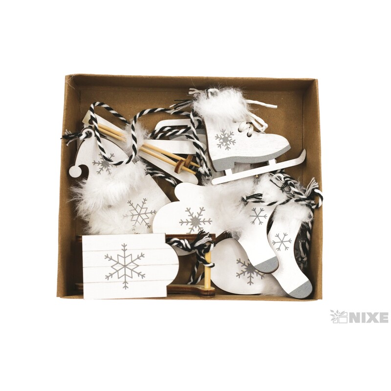 ZÁVĚS VÁNOCE D 5cm 6ks*BÍLÁ