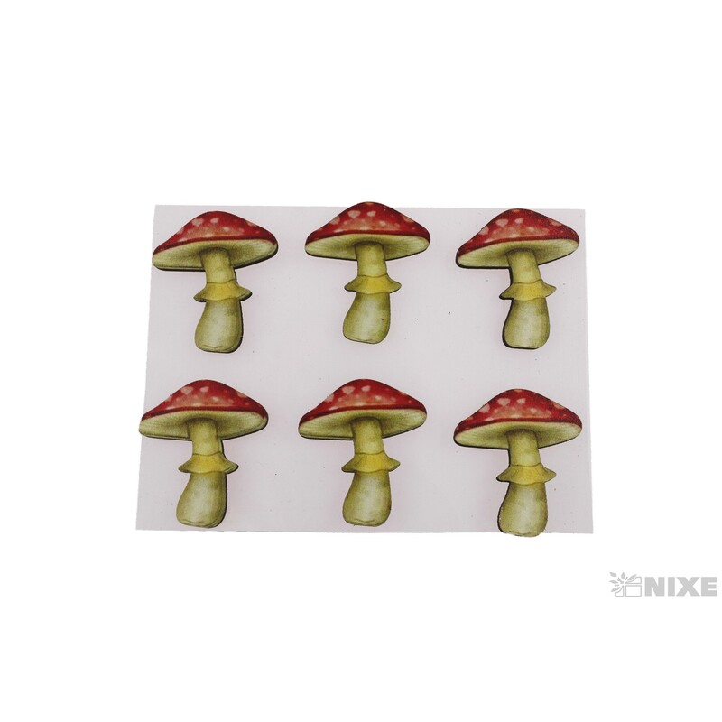 MUCHOMŮRKA NALEPOVACÍ 3x3,5cm 6ks*MIX BAREV