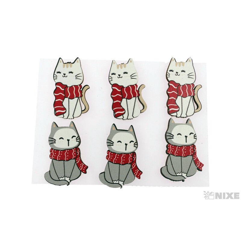 KOČKA NALEP. 2x4cm 6ks*MIX BAREV