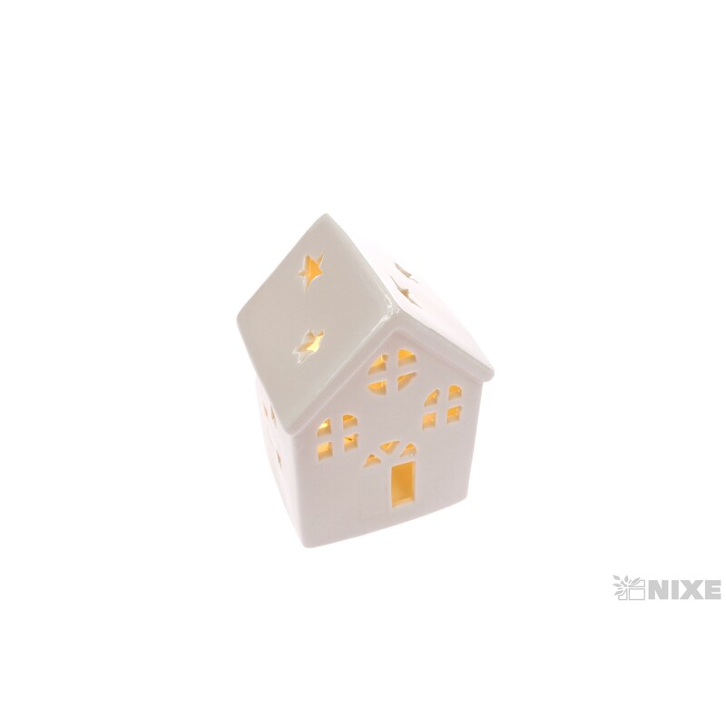 DOMEK PORCELÁN SVÍTÍCÍ 9X6cm*BÍLÁ