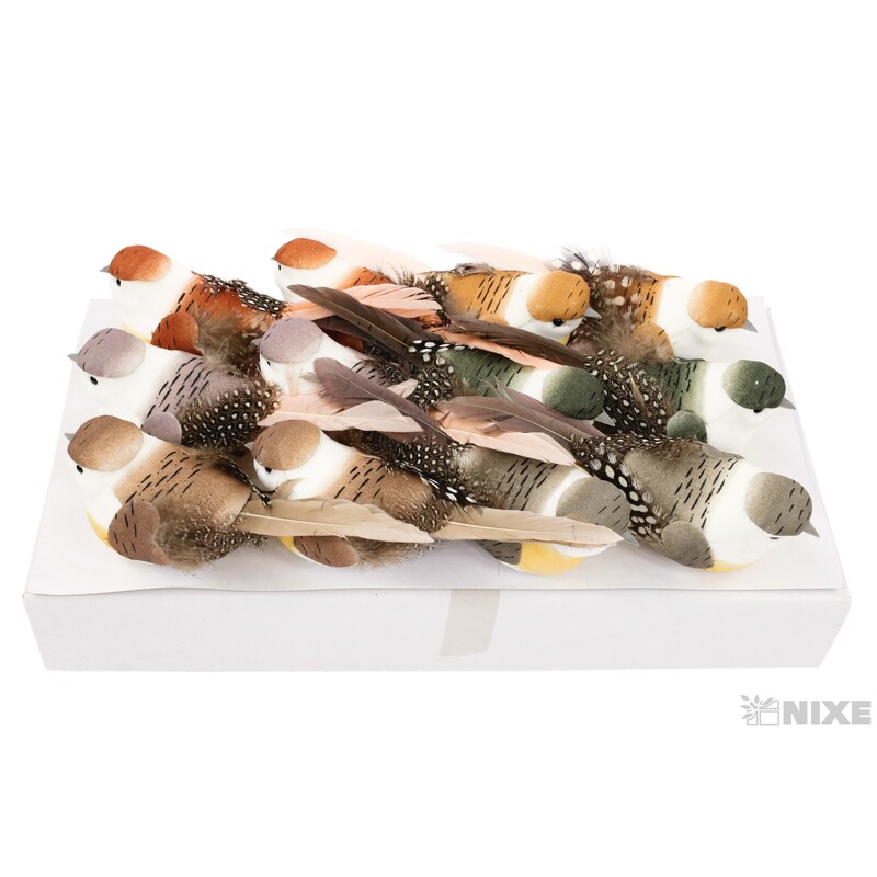 PTÁČEK KLIPS 12cm 12ks*MIX BAREV