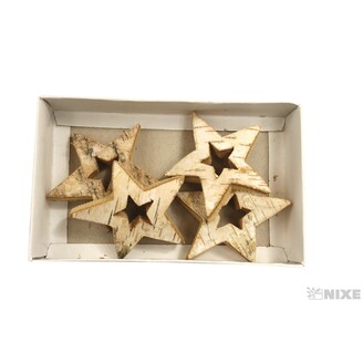 HVĚZDA DŘEVO 8cm 4ks*BÍLÁ
