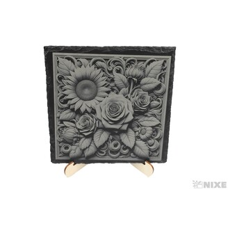 OBRAZ BŘIDLICE KVĚTINY 20x20cm+STOJAN