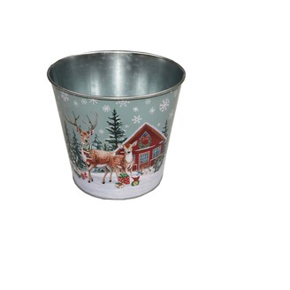 PLECHOVÝ OBAL VÁNOCE 14x13cm*MIX BAREV