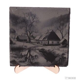 OBRAZ BŘIDLICE ZIMNÍ CHALUPA 20x20cm+STOJAN