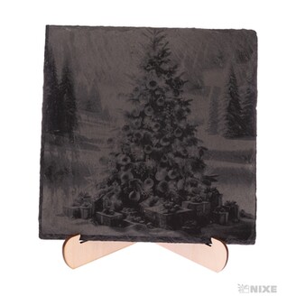 OBRAZ BŘIDLICE VÁNOČNÍ STROM 20x20cm+STOJAN