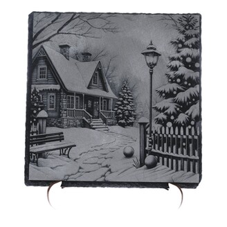 OBRAZ BŘIDLICE ZIMNÍ DŮM 13x13cm+STOJAN