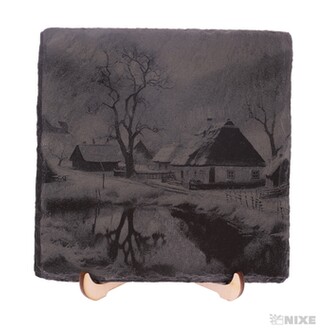 OBRAZ BŘIDLICE ZIMNÍ CHALUPA 13x13cm+STOJAN