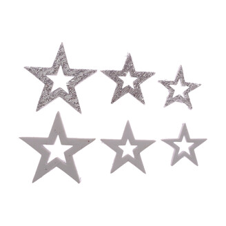 HVĚZDA 24ks 3-5cm*STŘÍBRNÁ