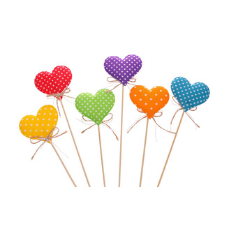 ZÁPICH SRDCE 07x25cm 6ks*MIX BAREV