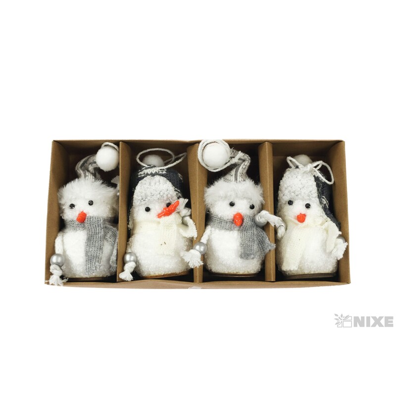 ZÁVĚS SNĚHULÁK 10cm 4ks*MIX BAREV