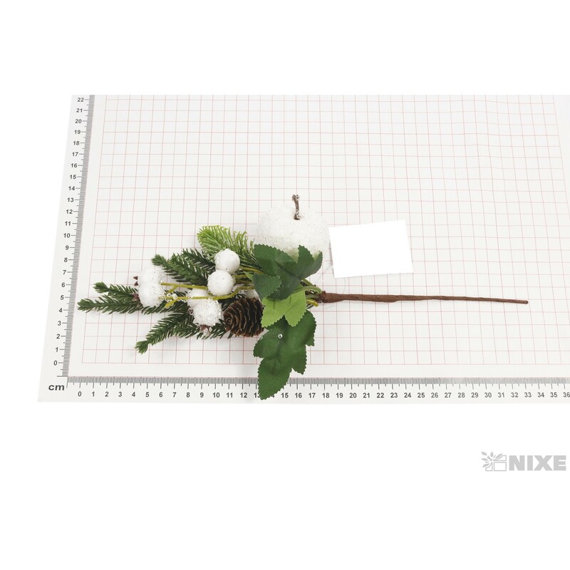 VĚTVIČKA VÁNOCE 35cm*ZELENÁ+BÍLÁ