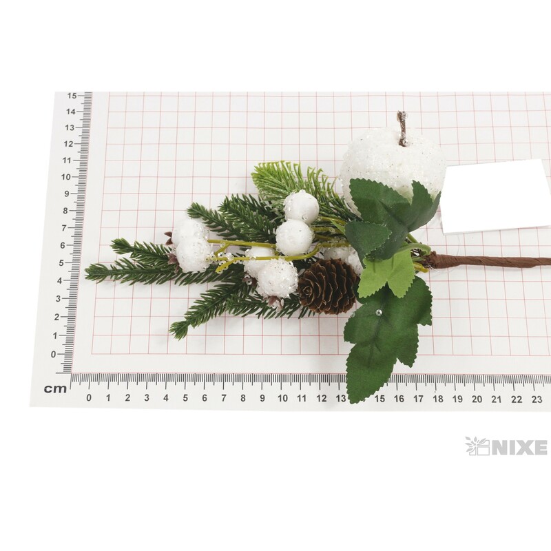 VĚTVIČKA VÁNOCE 35cm*ZELENÁ+BÍLÁ