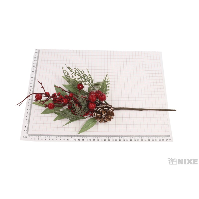 VĚTVIČKA VÁNOCE 43cm*ZELENÁ+ČERVENÁ