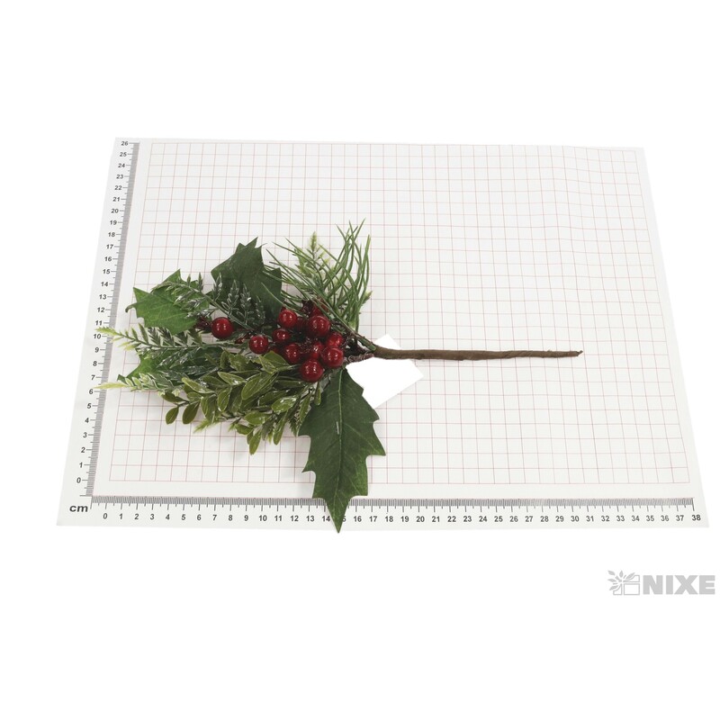 VĚTVIČKA VÁNOCE 33cm*ZELENÁ+ČERVENÁ