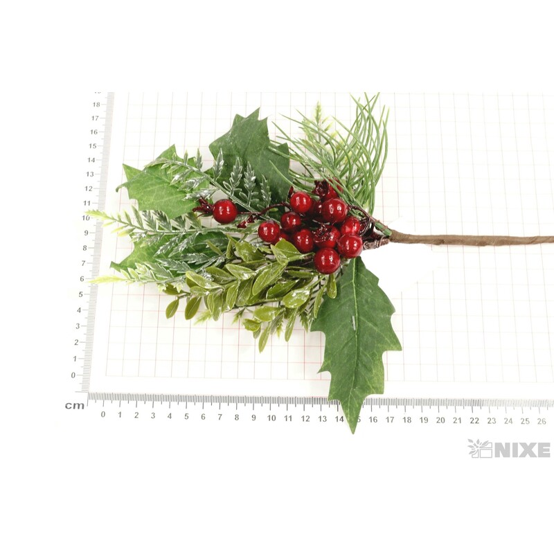 VĚTVIČKA VÁNOCE 33cm*ZELENÁ+ČERVENÁ