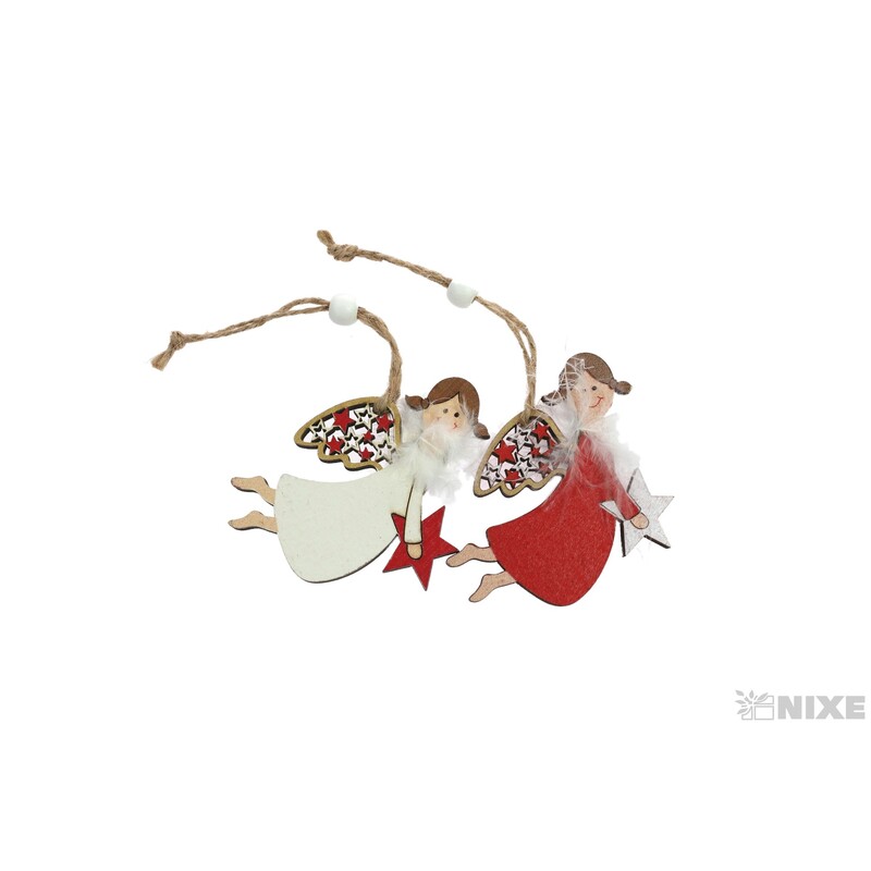 ZÁVĚS VÁNOCE ANDĚL 8x6cm 2ks*MIX BAREV