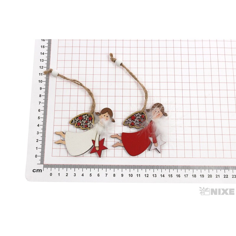 ZÁVĚS VÁNOCE ANDĚL 8x6cm 2ks*MIX BAREV