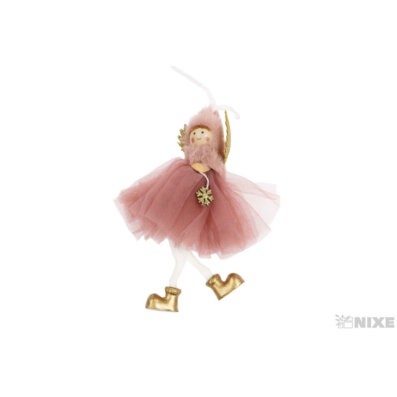 ZÁVĚS VÁNOCE ANDĚL 18cm*RŮŽOVÁ