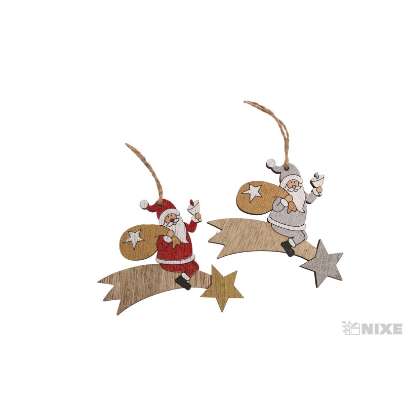 ZÁVĚS VÁNOCE SANTA 9x8cm 2ks*MIX BAREV