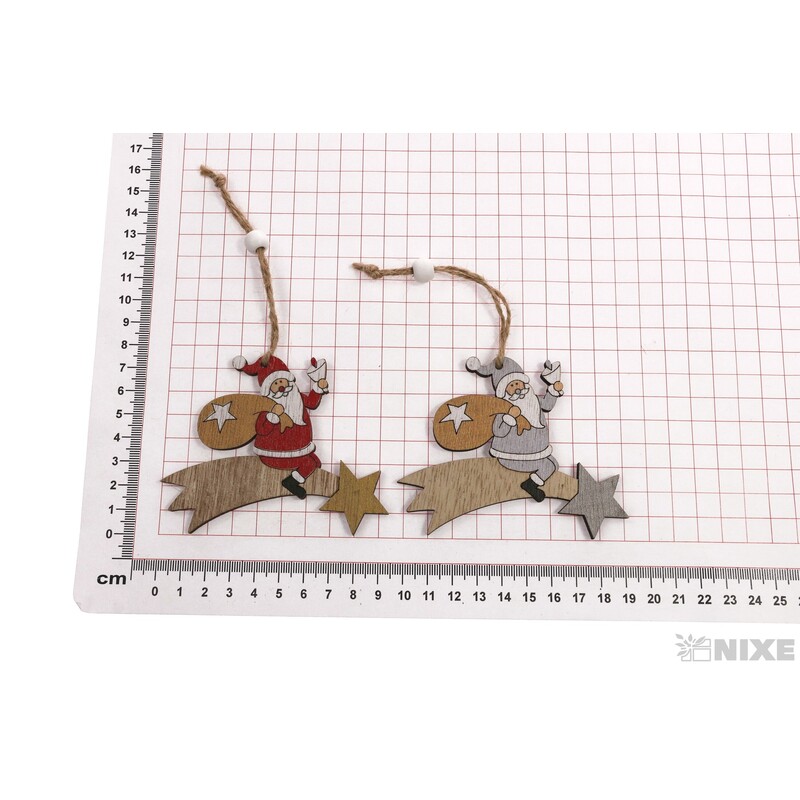 ZÁVĚS VÁNOCE SANTA 9x8cm 2ks*MIX BAREV