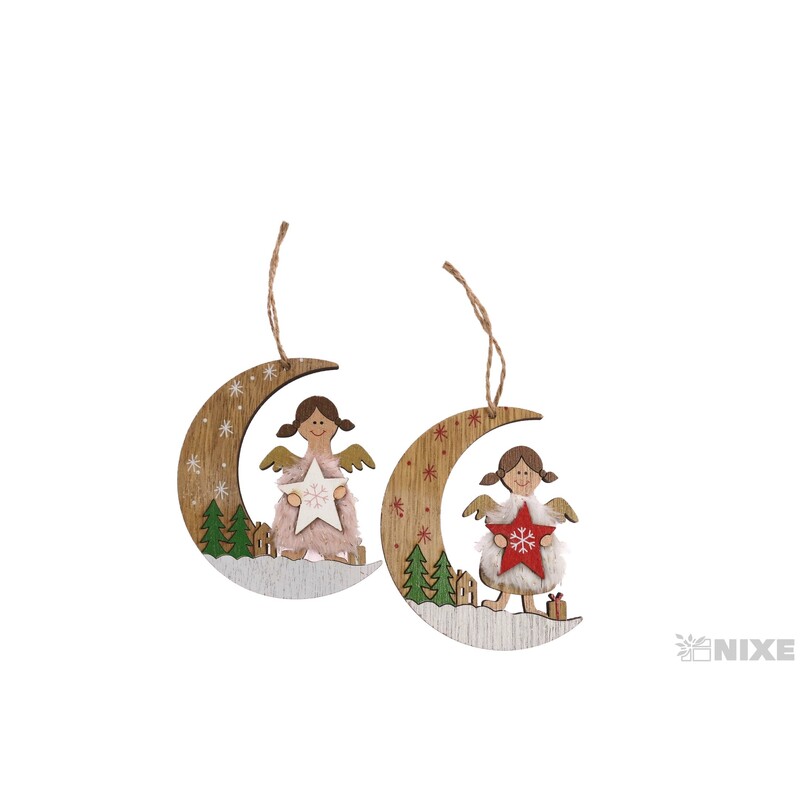 ZÁVĚS VÁNOCE ANDĚL 6x9,5cm 2ks*MIX BAREV