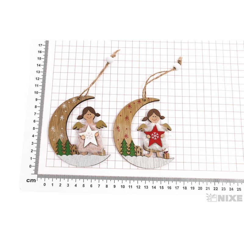 ZÁVĚS VÁNOCE ANDĚL 6x9,5cm 2ks*MIX BAREV