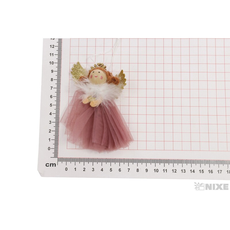 ZÁVĚS VÁNOCE ANDĚL 10cm*STARORŮŽOVÁ