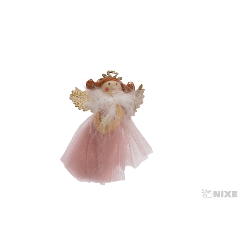 ZÁVĚS VÁNOCE ANDĚL 10cm*RŮŽOVÁ