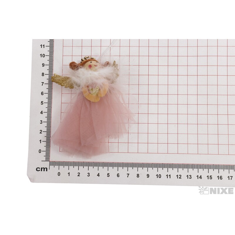 ZÁVĚS VÁNOCE ANDĚL 10cm*RŮŽOVÁ