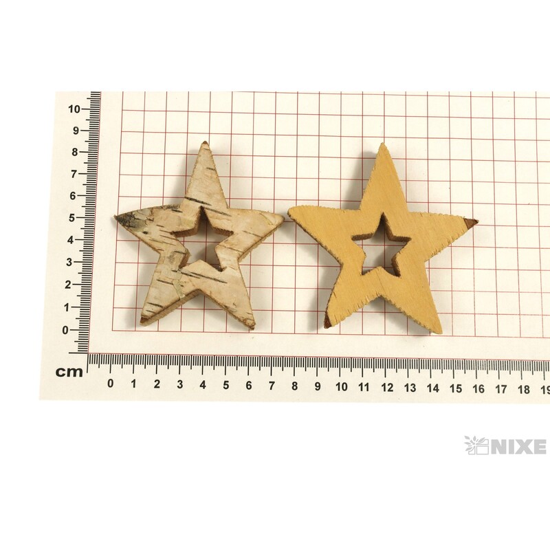 HVĚZDA DŘEVO 8cm 4ks*BÍLÁ