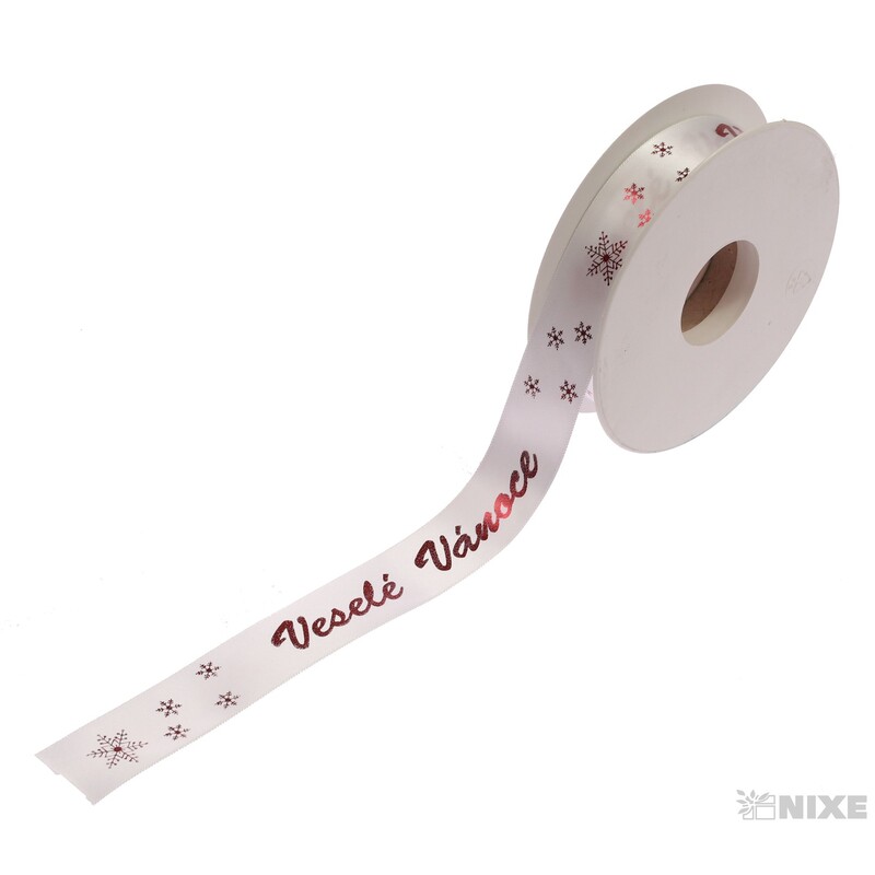 STUHA VESELÉ VÁNOCE 25mmx25m*BÍLÁ-ČERVENÁ METAL