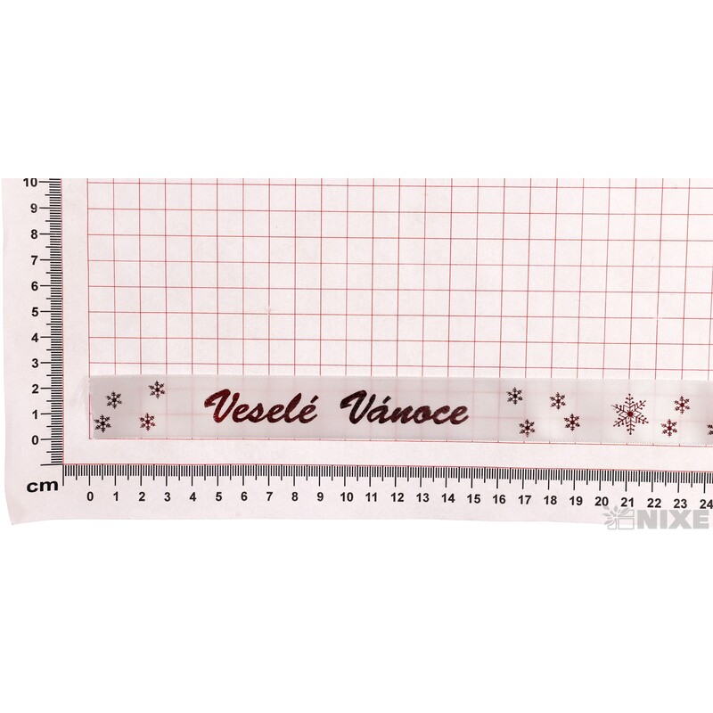 STUHA VESELÉ VÁNOCE 25mmx25m*BÍLÁ-ČERVENÁ METAL