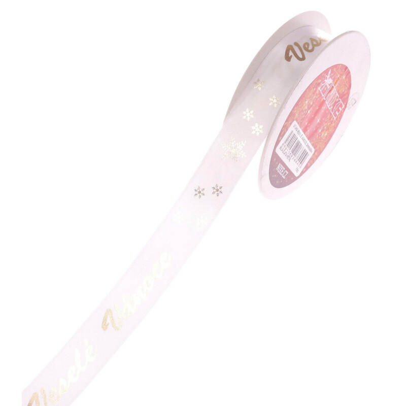 STUHA VESELÉ VÁNOCE 25mmx25m*BÍLÁ-ZLATÁ METAL