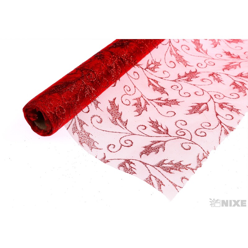 ORGANZA GLITR 13 36cmx5yd*ČERVENÁ