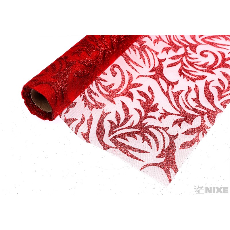 ORGANZA GLITR 14 36cmx5yd*ČERVENÁ