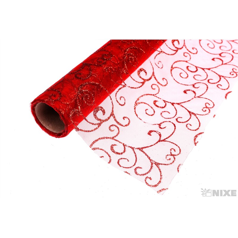 ORGANZA GLITR 36 36cmx5yd*ČERVENÁ