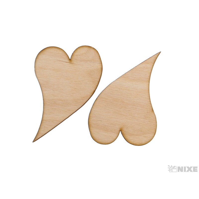 SRDCE KŘIVÉ XD 8cm 24ks*PŘÍRODNÍ