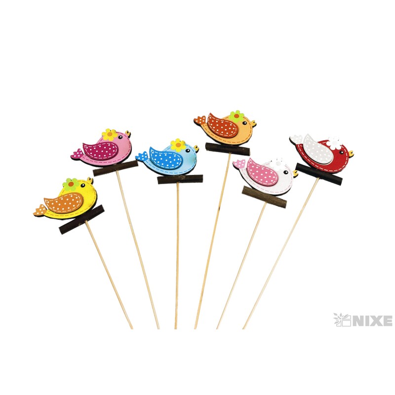 ZÁPICH PTÁČEK 7x5x26cm 6ks*MIX BAREV