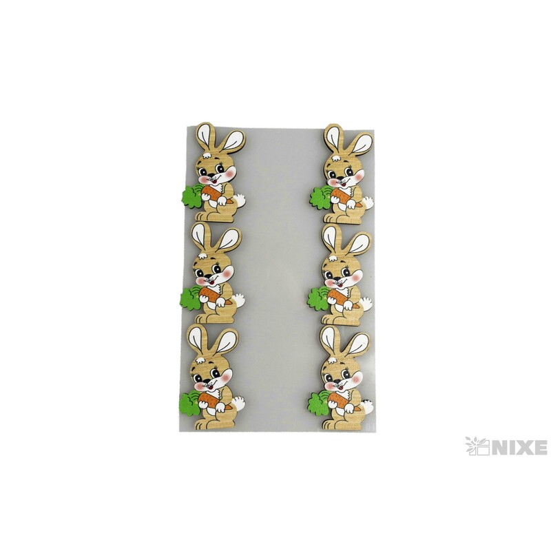 ZAJÍC NALEPOVACÍ 3x5cm 6ks*MIX BAREV