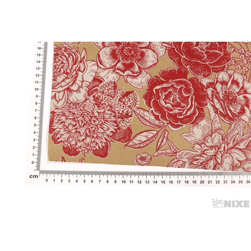 ROLE PAPÍR PEONY 70cmx50m*PŘÍRODNÍ+ČERVENÁ