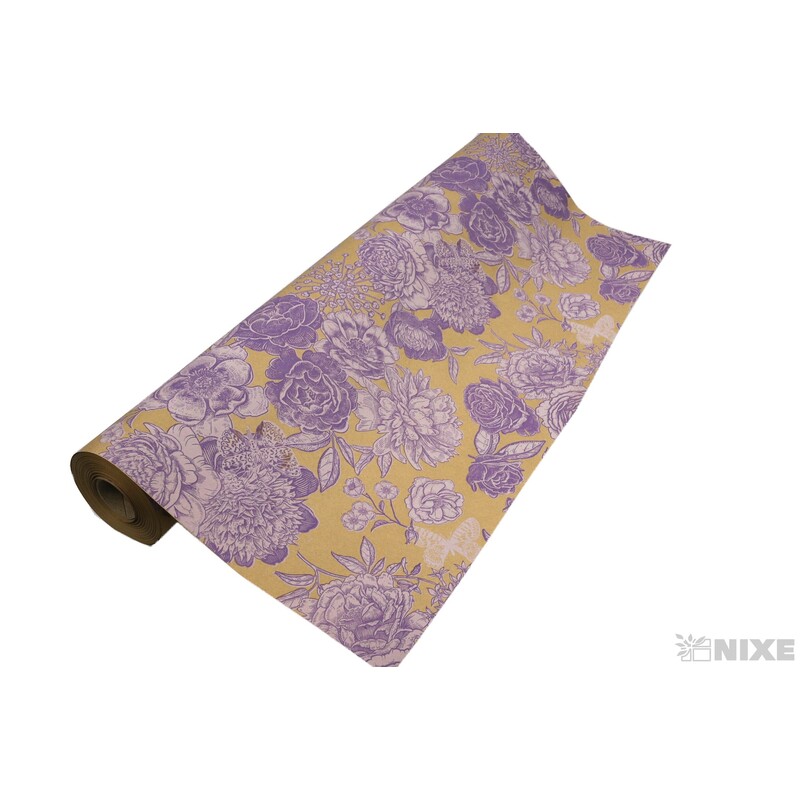 ROLE PAPÍR PEONY 70cmx50m*PŘÍRODNÍ+FIALOVÁ